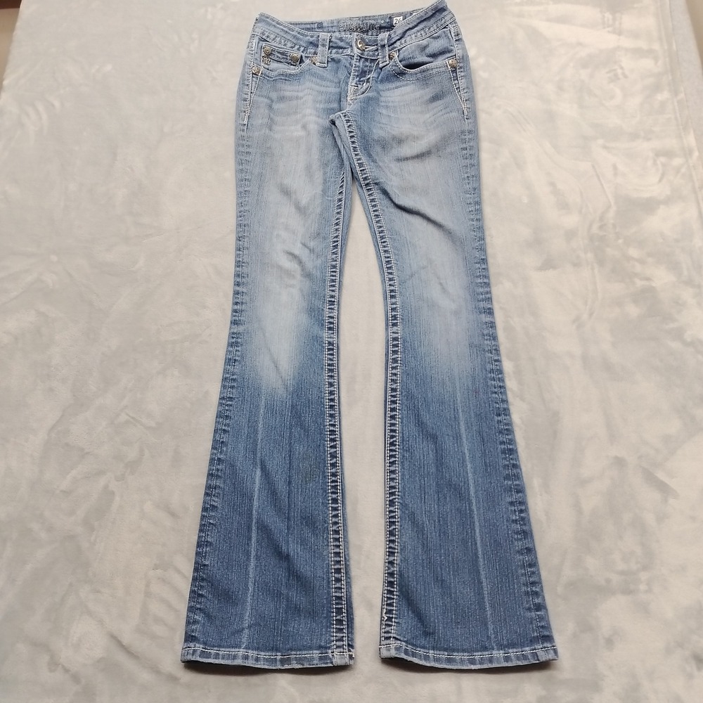 Miss Me Jeans Womens 26 Blue Flare Bootcut Embellished Y2K Low Rise Denim